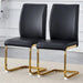 Luxurious and minimalist chair covers, 2 high elasticity dining chairs, black PU material, metal gold arched legs. Default -DTYStore
