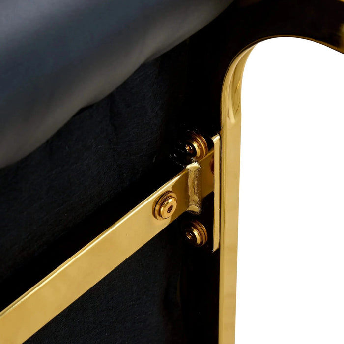 Luxurious and minimalist chair covers, 2 high elasticity dining chairs, black PU material, metal gold arched legs. Default -DTYStore