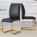 Luxurious and minimalist chair covers, 2 high elasticity dining chairs, black PU material, metal gold arched legs. Default -DTYStore