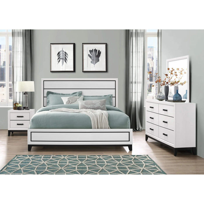 MIRAGE White 5-Piece Full Bedroom Set, Panel Style, Rubber Wood Construction Default -DTYStore