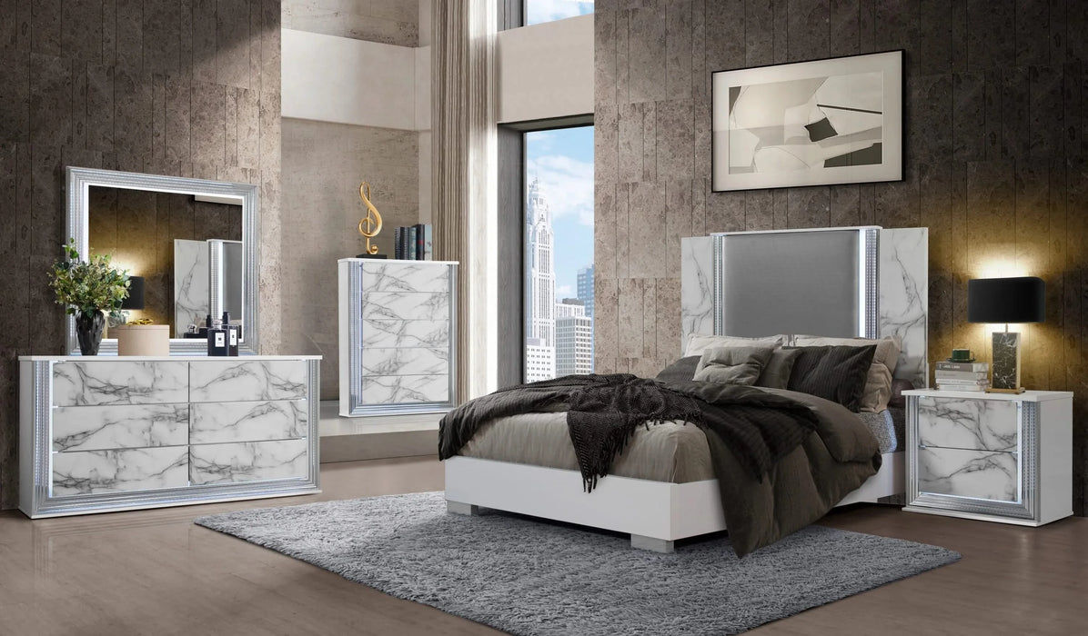 MOON WHITE MARBLE KING 5PC BEDROOM SET Default -DTYStore