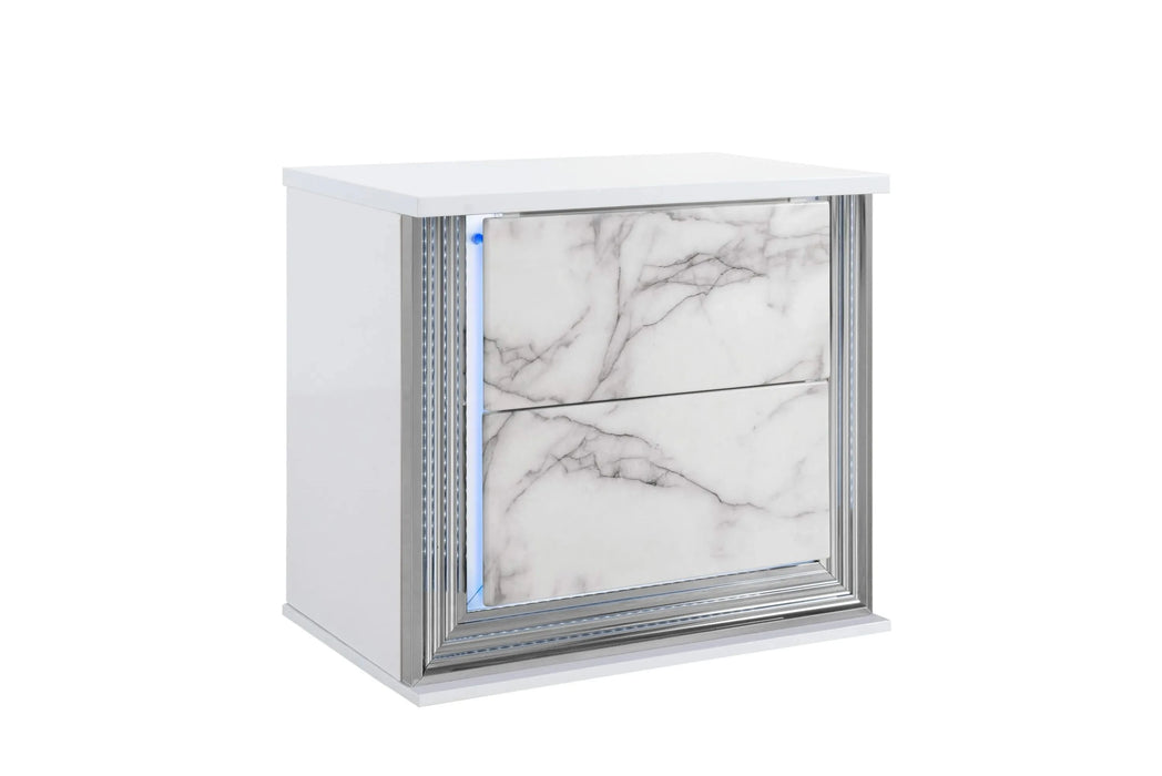 MOON WHITE MARBLE KING 5PC BEDROOM SET Default -DTYStore