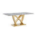 Marble Dining Table for 6 People, 70'' Rectangle Faux Marble Dining Table with Mirrored Finish Stainless Steel Base, Modern Large Size Marble Kitchen Table (Gold,Gray)(only table) Default -DTYStore