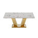 Marble Dining Table for 6 People, 70'' Rectangle Faux Marble Dining Table with Mirrored Finish Stainless Steel Base, Modern Large Size Marble Kitchen Table (Gold,White)(only table) Default -DTYStore