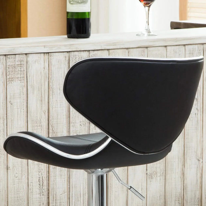 Masaccio Upholstery Airlift Adjustable Swivel Barstool with Chrome Base, Set of 2, Black Default -DTYStore