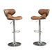 Masaccio Upholstery Airlift Adjustable Swivel Barstool with Chrome Base, Set of 2, Camel Default -DTYStore