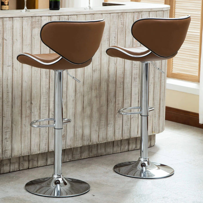 Masaccio Upholstery Airlift Adjustable Swivel Barstool with Chrome Base, Set of 2, Camel Default -DTYStore