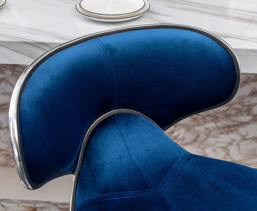 Masaccio Velvet Upholstered Adjustable Swivel Barstool, Set of 2, Blue Default -DTYStore