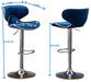 Masaccio Velvet Upholstered Adjustable Swivel Barstool, Set of 2, Blue Default -DTYStore