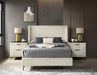 Mavela Wide Wale Corduroy Upholstery Panel Queen Bed with 2 Nightstands, Cream Default -DTYStore