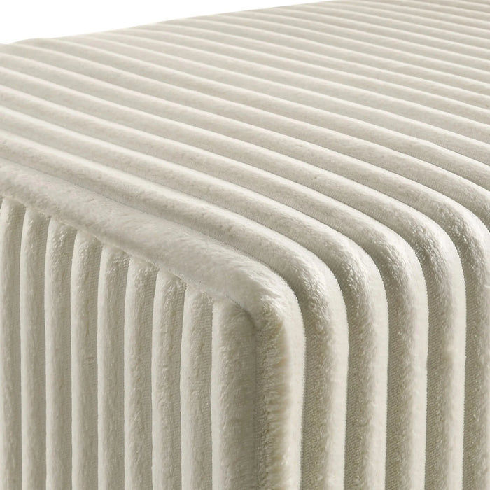 Mavela Wide Wale Corduroy Upholstery Panel Queen Bed with 2 Nightstands and Bench, Cream Default -DTYStore