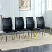 Medieval Modern Black Dining Chairs with Cushions and Golden Metal Legs, PU Material Default -DTYStore
