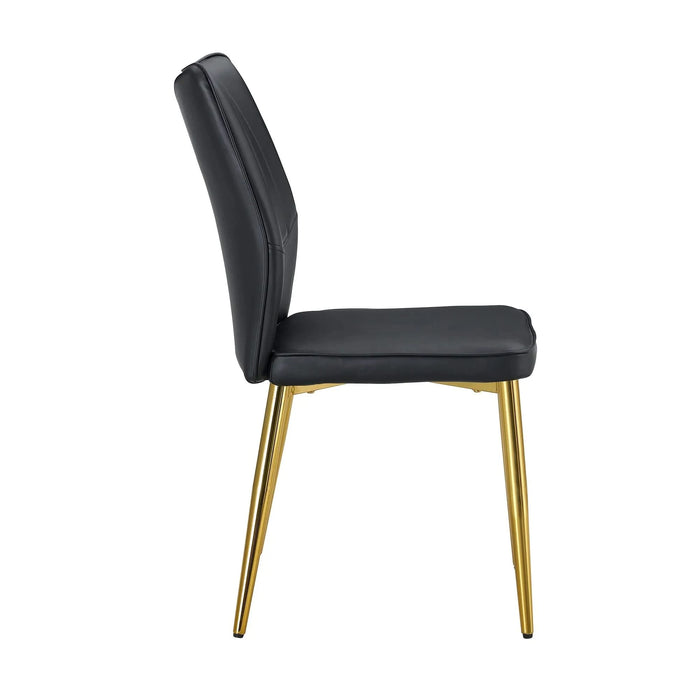 Medieval Modern Black Dining Chairs with Cushions and Golden Metal Legs, PU Material Default -DTYStore