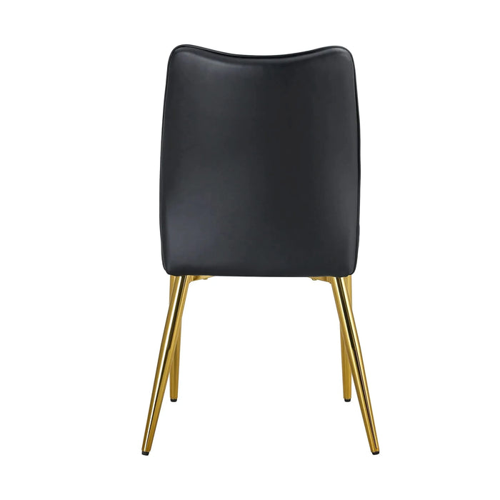 Medieval Modern Black Dining Chairs with Cushions and Golden Metal Legs, PU Material Default -DTYStore