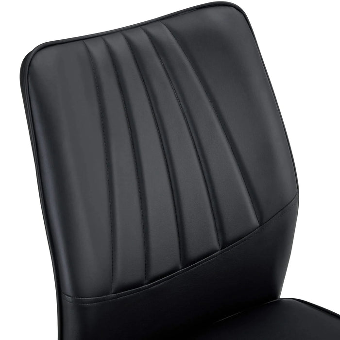 Medieval Modern Black Dining Chairs with Cushions and Golden Metal Legs, PU Material Default -DTYStore