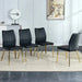 Medieval Modern Black Dining Chairs with Cushions and Golden Metal Legs, PU Material Default -DTYStore