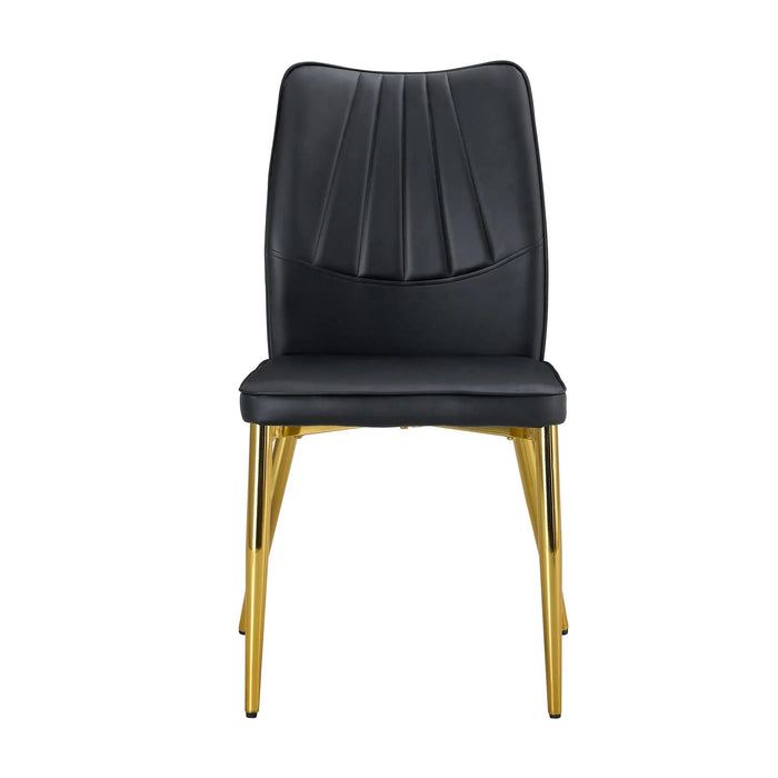 Medieval Modern Black Dining Chairs with Cushions and Golden Metal Legs, PU Material Default -DTYStore