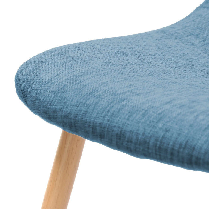 Mid-Century Dining Chair Fabric Upholstered Chair with Light Walnut Finished Metal Legs, Muted Blue Default -DTYStore