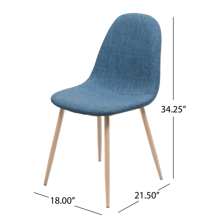 Mid-Century Dining Chair Fabric Upholstered Chair with Light Walnut Finished Metal Legs, Muted Blue Default -DTYStore