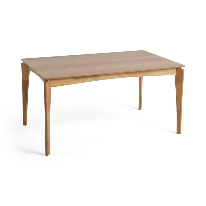 Mid-Century Dining Table, Rubberwood with Walnut Veneer, Natural Oak Finish, Default -DTYStore