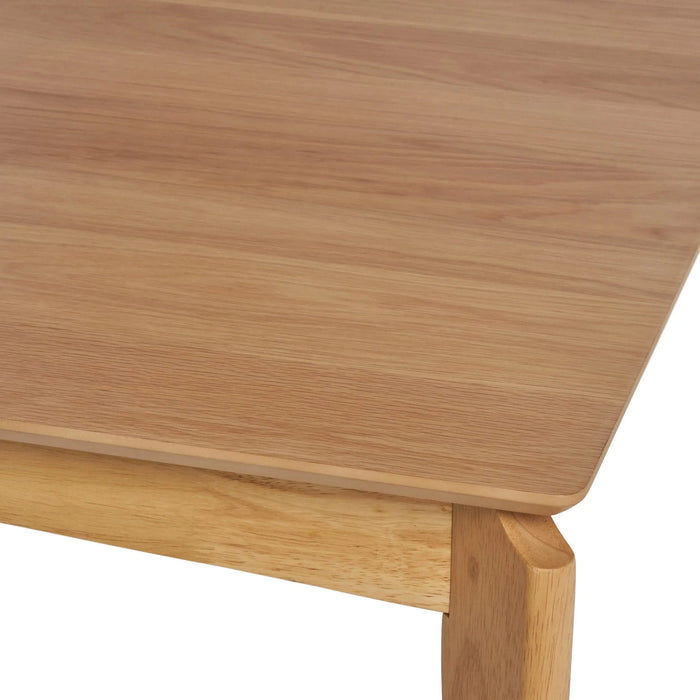 Mid-Century Dining Table, Rubberwood with Walnut Veneer, Natural Oak Finish, Default -DTYStore