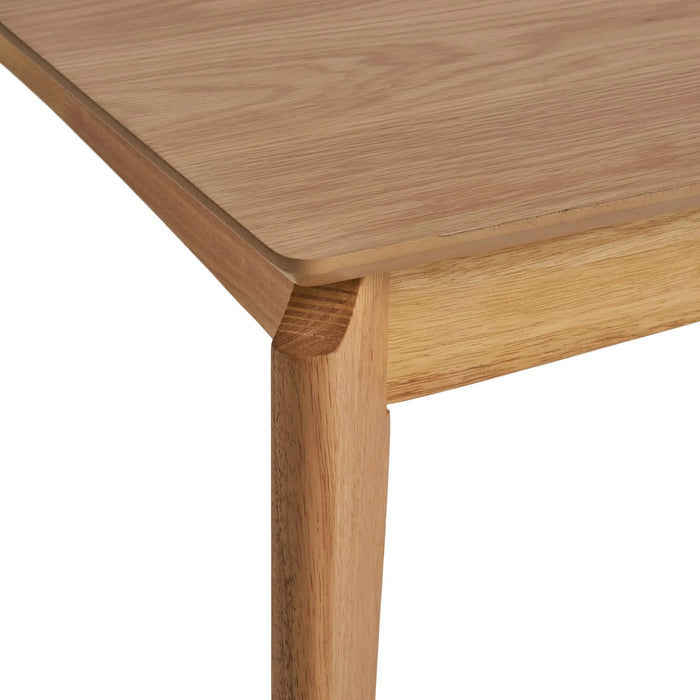 Mid-Century Dining Table, Rubberwood with Walnut Veneer, Natural Oak Finish, Default -DTYStore