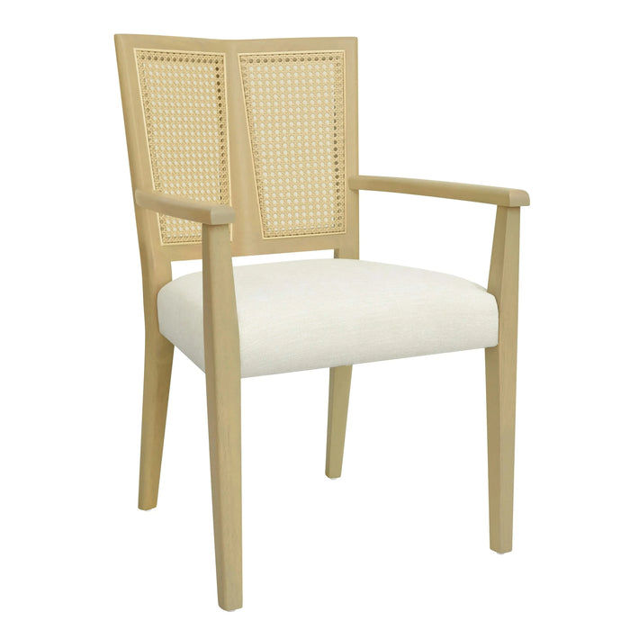Mid-Century Modern ARM Dining Chair Set of 2 with Rattan Backrest Default -DTYStore