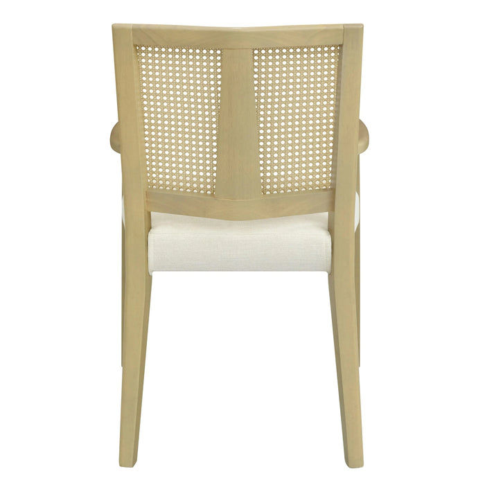 Mid-Century Modern ARM Dining Chair Set of 2 with Rattan Backrest Default -DTYStore