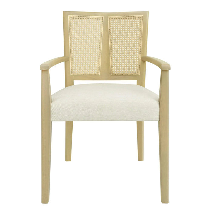 Mid-Century Modern ARM Dining Chair Set of 2 with Rattan Backrest Default -DTYStore