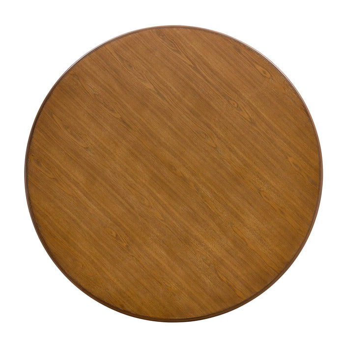 Mid-Century Modern Round Dining Table with Metal Legs and Open Shelf in Light Ash Default -DTYStore