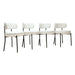 Mid-Century Modern White Dining Chair Set of 4 with Curved Backrest and Black Metal Legs Default -DTYStore
