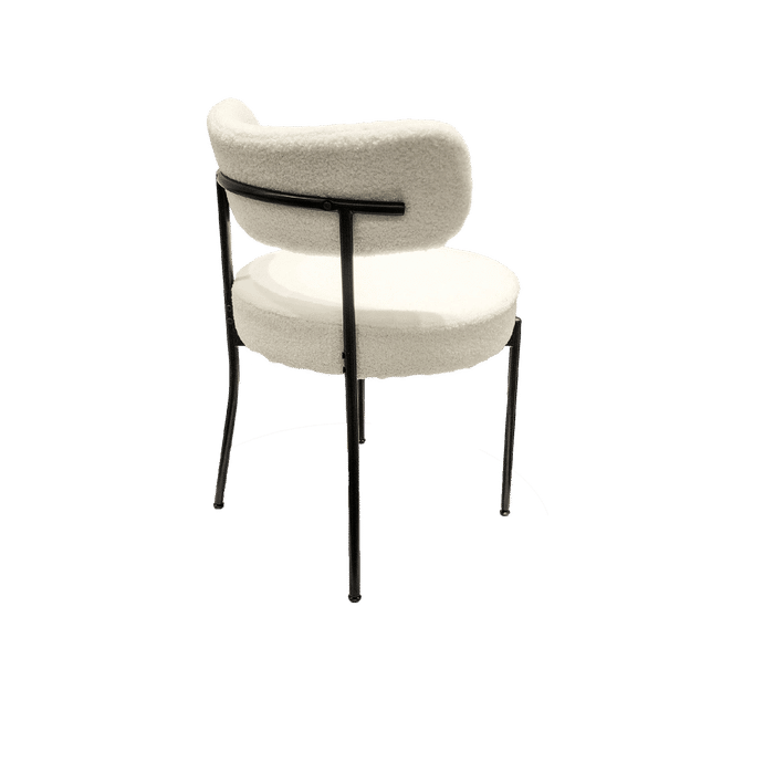 Mid-Century Modern White Dining Chair Set of 4 with Curved Backrest and Black Metal Legs Default -DTYStore