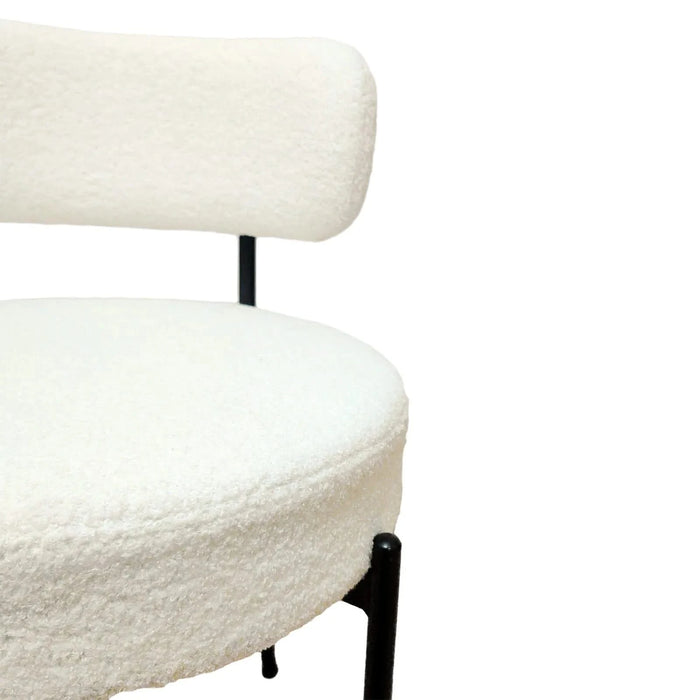 Mid-Century Modern White Dining Chair Set of 4 with Curved Backrest and Black Metal Legs Default -DTYStore