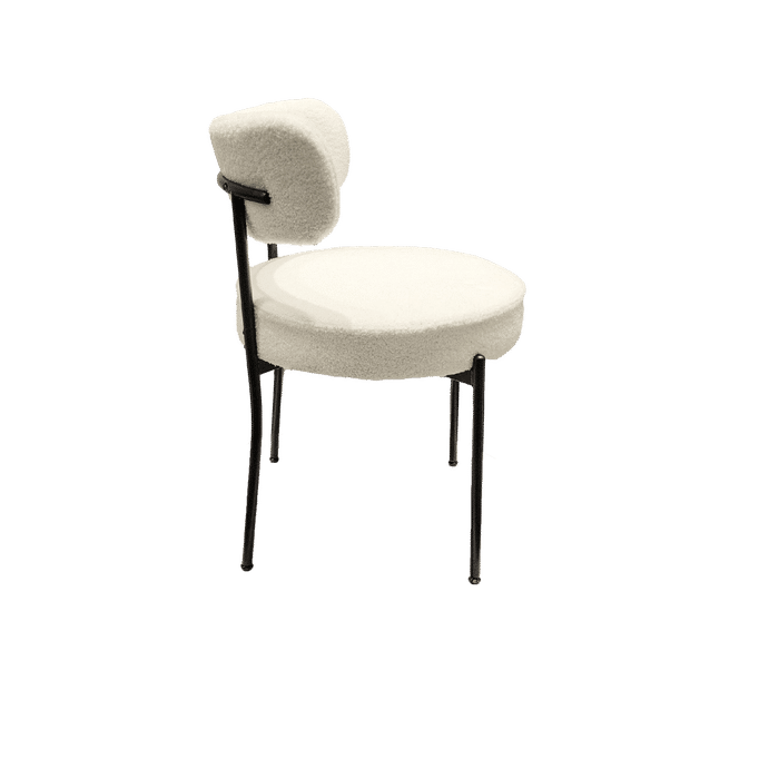 Mid-Century Modern White Dining Chair Set of 4 with Curved Backrest and Black Metal Legs Default -DTYStore