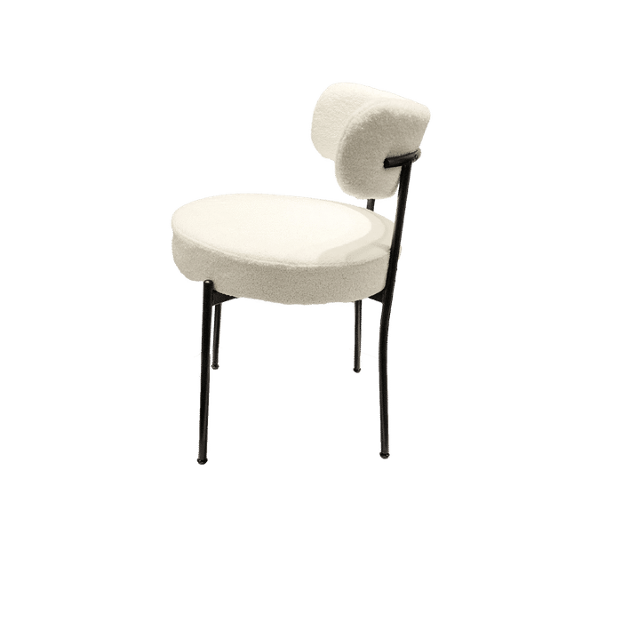 Mid-Century Modern White Dining Chair Set of 4 with Curved Backrest and Black Metal Legs Default -DTYStore