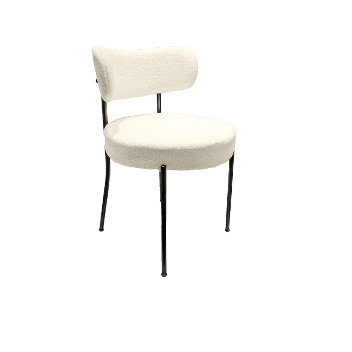 Mid-Century Modern White Dining Chair Set of 4 with Curved Backrest and Black Metal Legs Default -DTYStore
