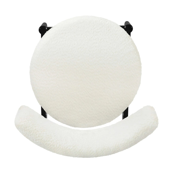 Mid Century Modern Dining Chairs with Unique Open Back and Upholstered Curved Backrest in Black and Beige Boucle Default -DTYStore