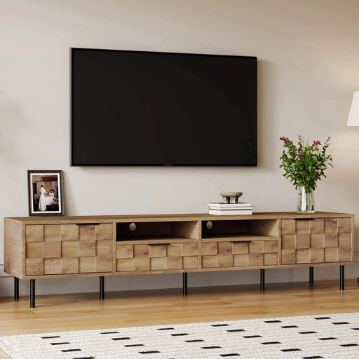 Mid Century TV Stand with 2 Drawers, Media Console Table for TVs up to 85'', Entertainment Center with Storage for Living room, Bedroom, Home Theatre Default -DTYStore