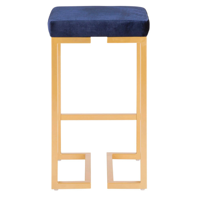 Midas 26' Contemporary-Glam Counter Stool in Gold with Blue Velvet Cushion by LumiSource - Set of 2 Default -DTYStore