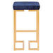 Midas 26' Contemporary-Glam Counter Stool in Gold with Blue Velvet Cushion by LumiSource - Set of 2 Default -DTYStore