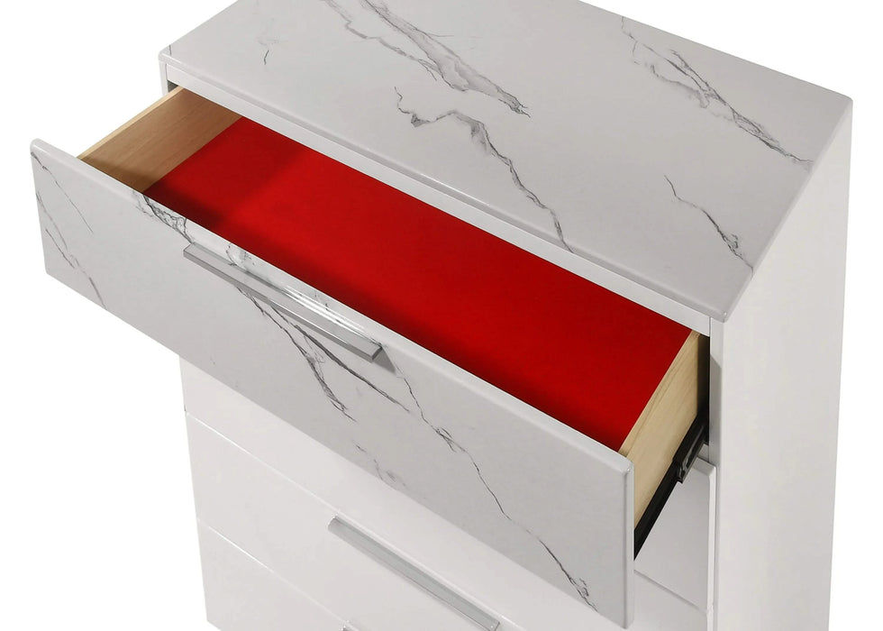 Mist Queen 5-Piece Set – Two-Tone High-Gloss Marble & Lacquer Finish with LED Lighting, Spacious Velvet-Lined Storage White Default -DTYStore