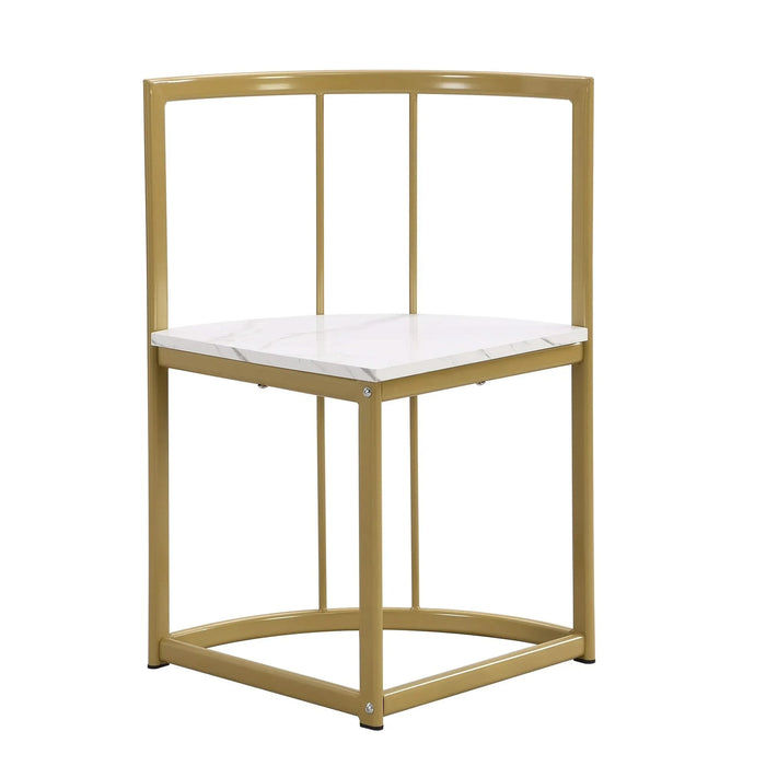 Modern 7-Piece Dining Table Set with Faux Marble Compact 55Inch Kitchen Table Set for 6, Golden+White Default -DTYStore