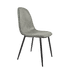 Modern Accent Dining Chairs Set of 4, Suede Upholstered Seat, Spoon Shape, Black Metal Legs, Grey Default -DTYStore
