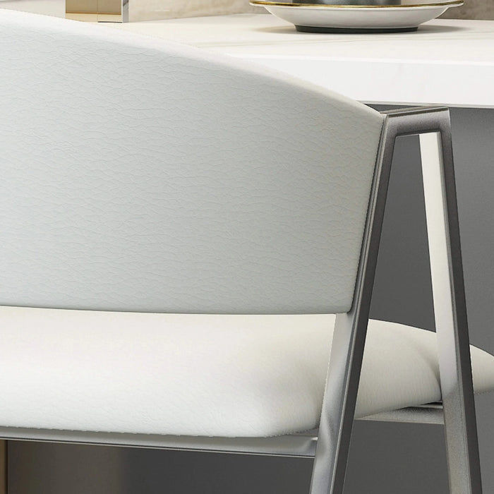 Modern Bar Stools Set of 2 with Low Back and Arms in Ivory PU Upholstery and Durable Metal Frame Default -DTYStore