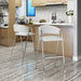 Modern Bar Stools Set of 2 with Low Back and Arms in Ivory PU Upholstery and Durable Metal Frame Default -DTYStore