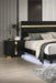 Modern Black 3pc Bedroom Set Eastern King Size Bed w LED 2x Nightstands Mattress Ready Furniture Acrylic Trim Default -DTYStore