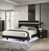 Modern Black 3pc Bedroom Set Eastern King Size Bed w LED 2x Nightstands Mattress Ready Furniture Acrylic Trim Default -DTYStore