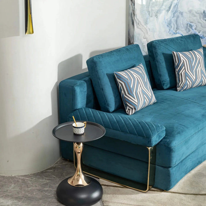 Modern Black Round Side Table for Small Spaces with Carbon Steel Construction, 15x15x21 inches Default -DTYStore