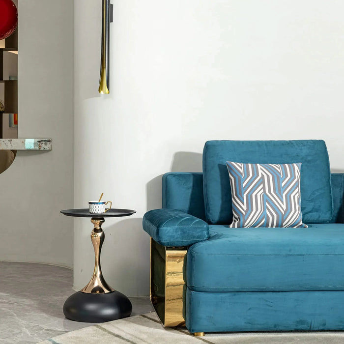 Modern Black Round Side Table for Small Spaces with Carbon Steel Construction, 15x15x21 inches Default -DTYStore