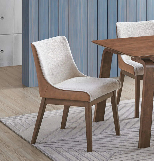 Modern Contemporary Walnut Finish 5pc Dining Set Rectangle Table and 4x Wingback Side Chairs Retro Style Dining Furniture Default -DTYStore